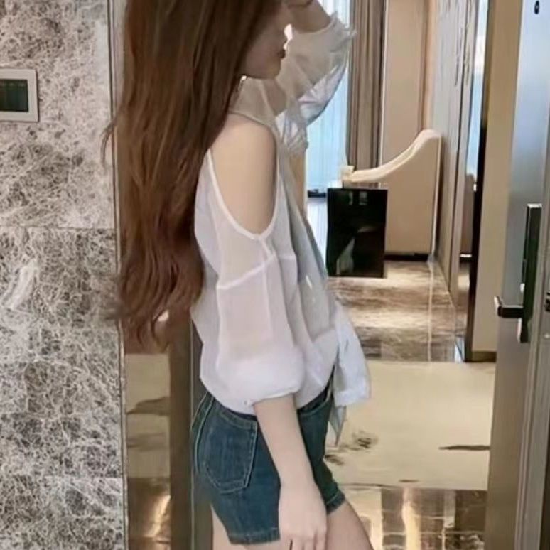 Áo Khoác Cardigan Chiffon Mỏng Chống Nắng Dáng Rộng Đính Ngọc Trai Phong Cách Hàn Quốc Thời Trang Mùa Hè Mới