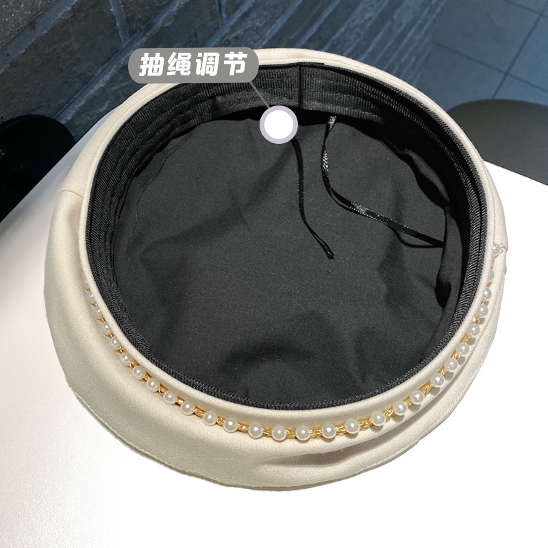 Nón Beret Đính Ngọc Trai Phong Cách Nhật Bản Thời Trang Xuân Thu Cho Nữ