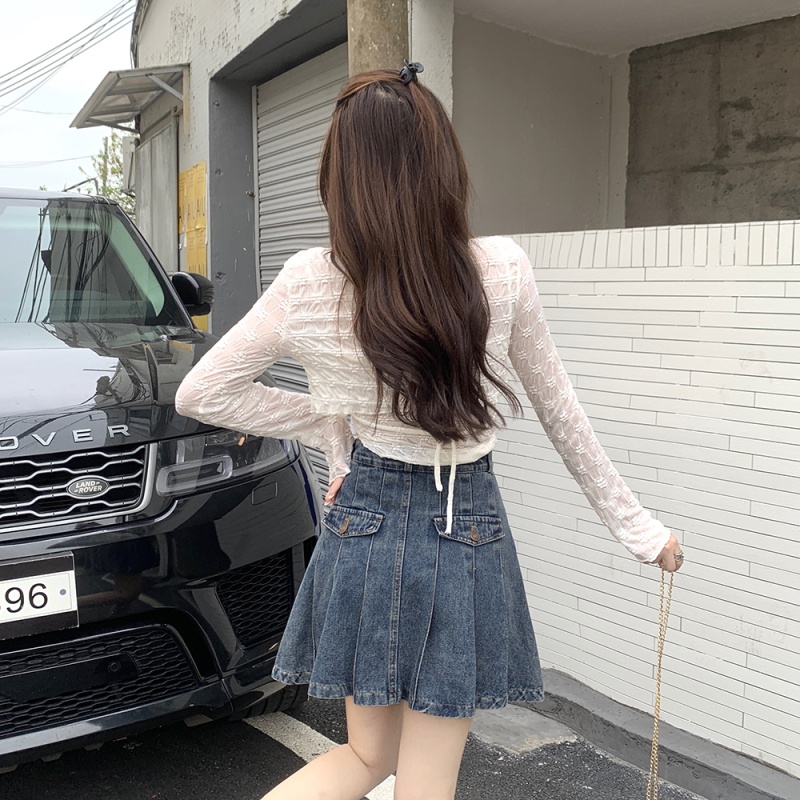 Chân Váy Denim Lưng Cao Thiết Kế Hợp Thời Trang