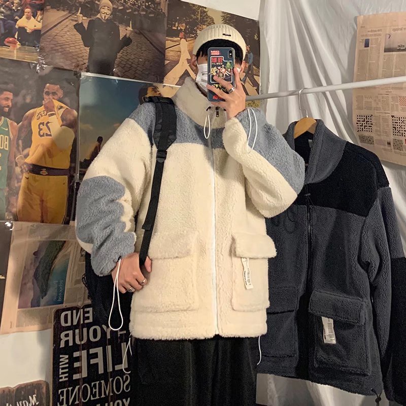 Áo khoác đệm lông cừu giữ ấm phong cách Hàn Quốc tùy chọn màu sắc