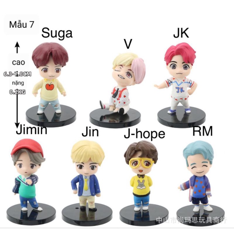 Set 7 mô hình búp bê các thành viên nhóm nhạc BTS  Mẫu 7