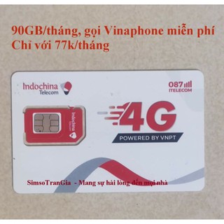 [ RẺ VÔ ĐỊCH ] Sim 4G Itelecom mạng Vinaphone, 90GB/tháng + gọi Vina miễn phí