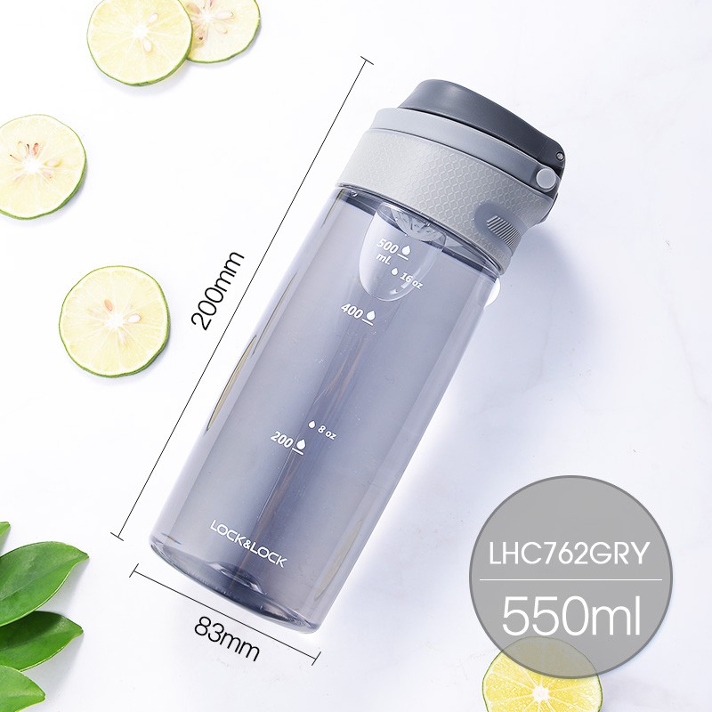 Bình Nước Bằng Nhựa Tritan One Touch Sport Lock&amp;Lock ABF762 GRY - Xám 550ml