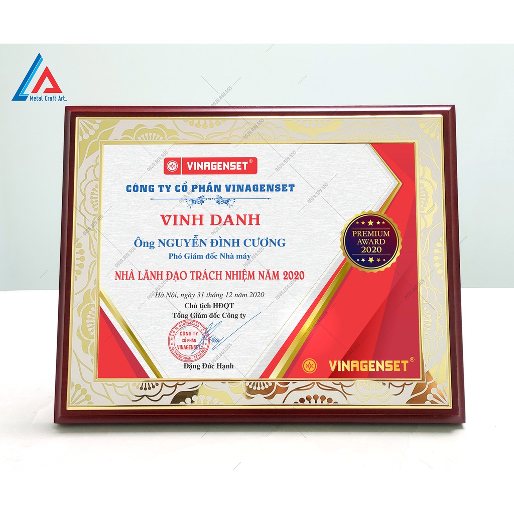 Bằng Khen, Bảng Chứng Nhận, Bảng Vinh Danh CN-10