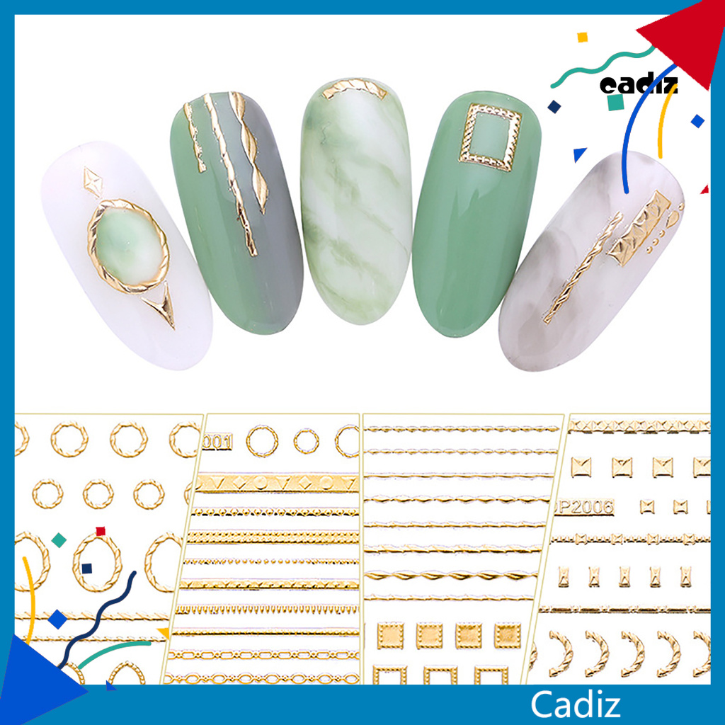 Tấm Sticker Dán Móng Họa Tiết Hình Học Đơn Giản Dành Cho Nữ