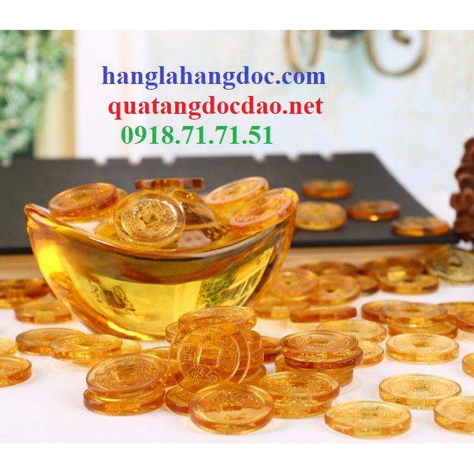 Đồng xu pha lê phong thủy thu hút tài lộc & may mắn