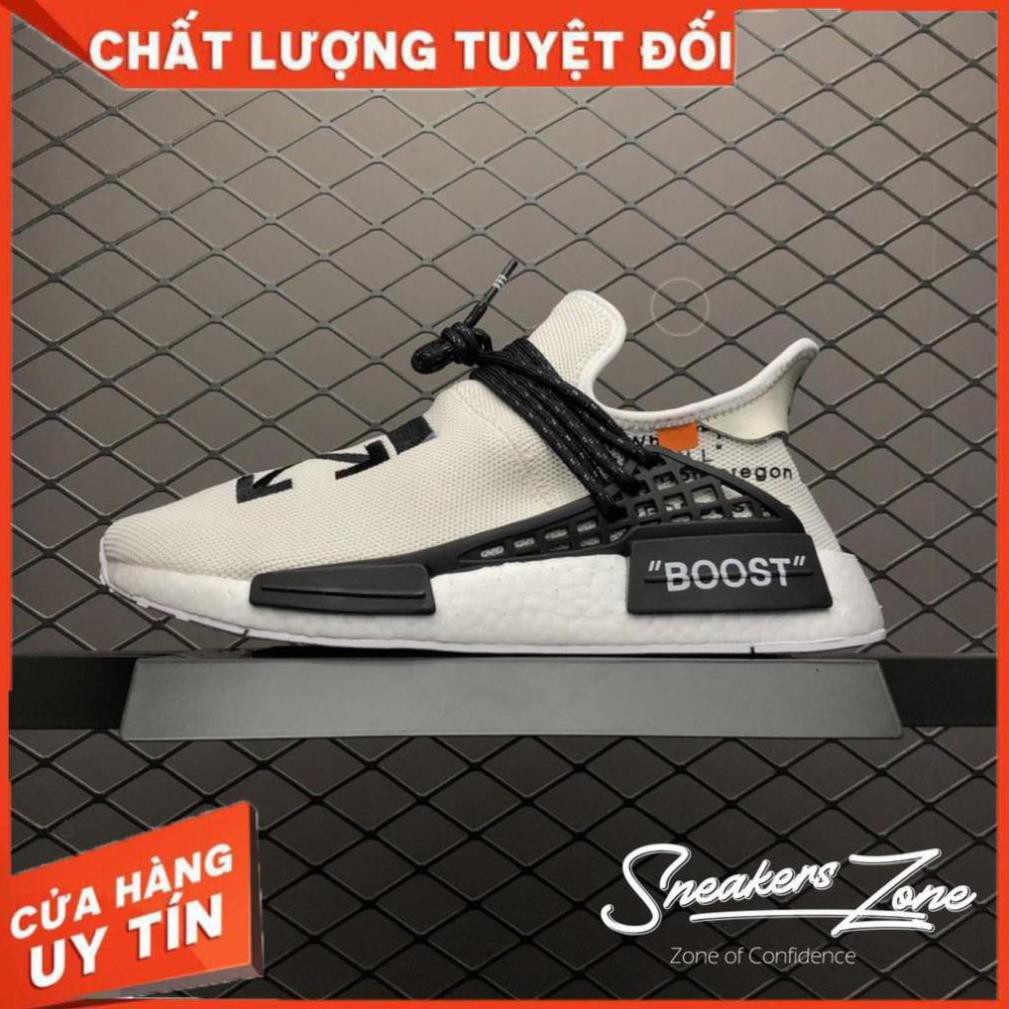 sale (FREE SHIP + HỘP + QUÀ) Giày thể thao NMD Human Racen OFF WHITE trắng chữ đen siêu đẹp cho nam và nữ -g4