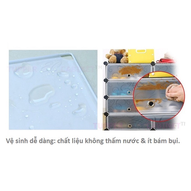 Tủ nhựa ghép 6 ngăn tặng kèm móc treo quần áo V LUCKY HOUSE VLK75