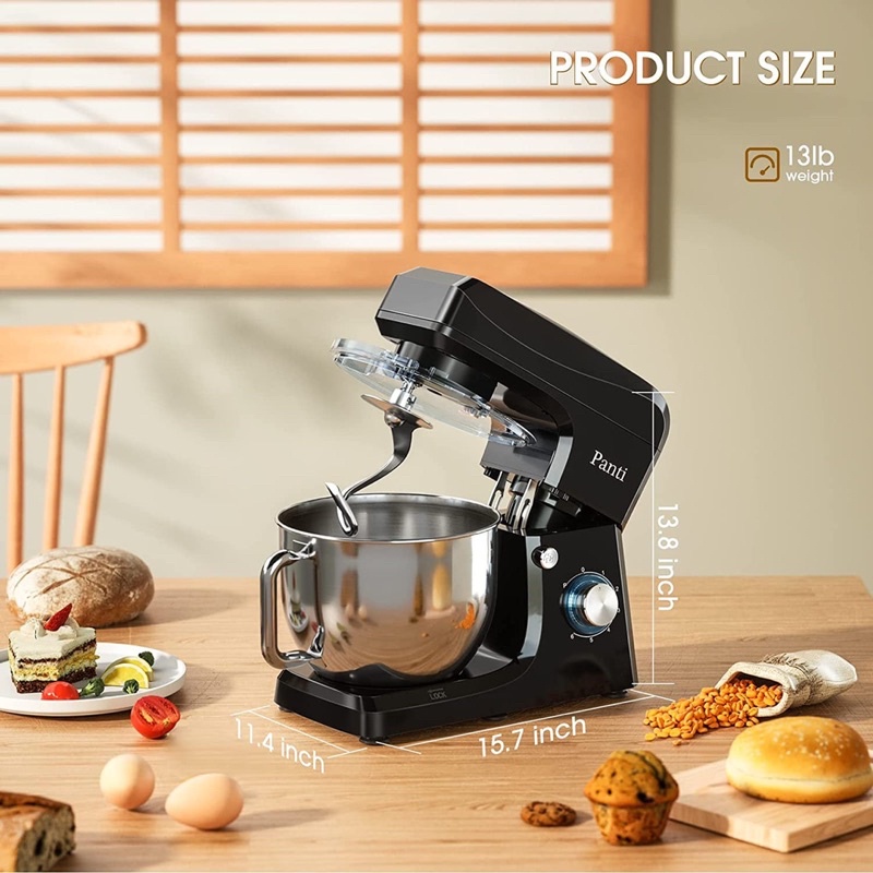 Máy nhào bột Panti 8L 1500W - Bánh răng kim loại cao cấp - trộn bột, salad, trà bông, ..