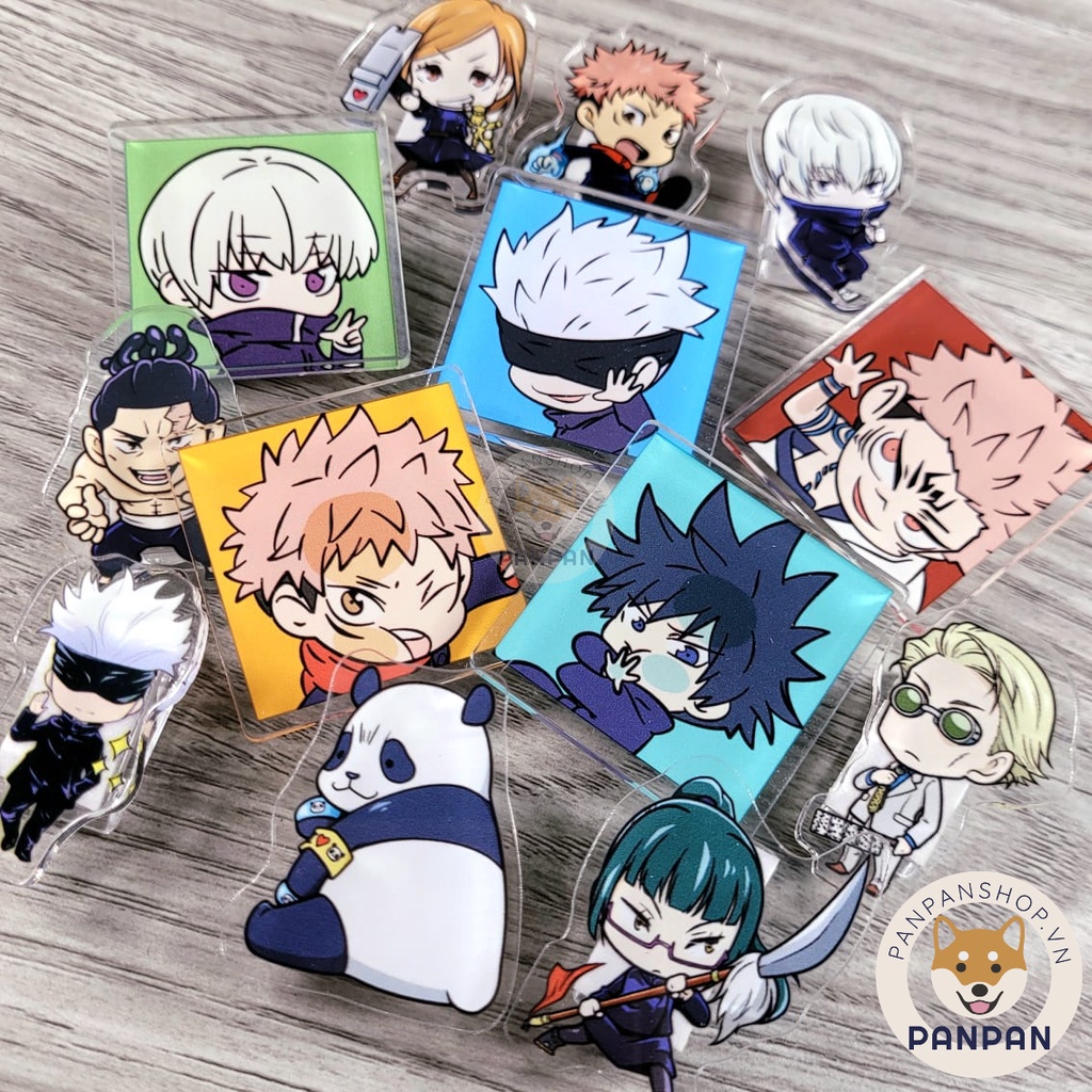 Pin kẹp giấy acrylic anime Jujutsu nhiều mẫu trong suốt (4CM)