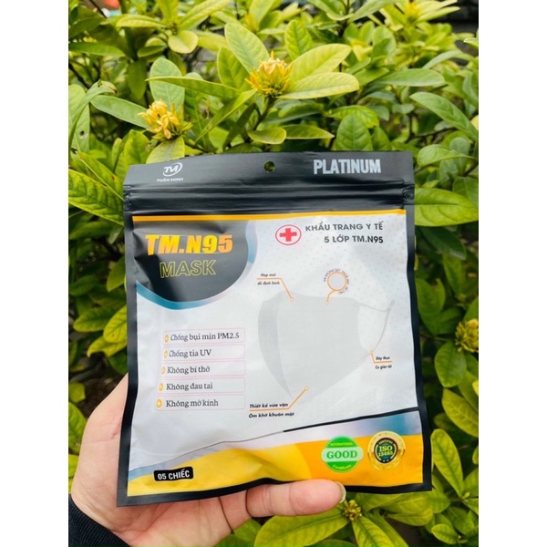 Lẻ 1 hộp (gồm 10 cái) khẩu trang 6D Platinum Tuấn Minh hàng chính hãng