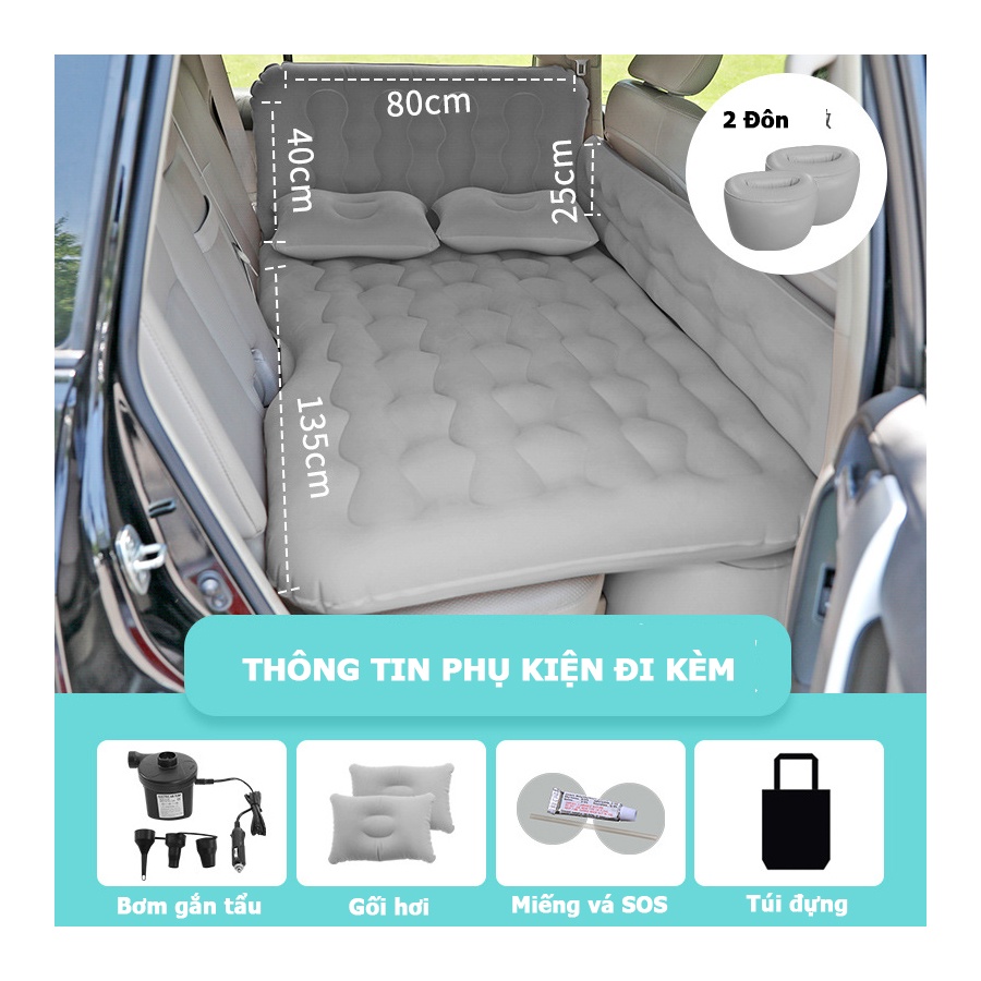 Đệm hơi ô tô tiện dụng cao cấp cho xe hơi 4-7 chỗ nệm tựa lưng chắn trẻ em yosite