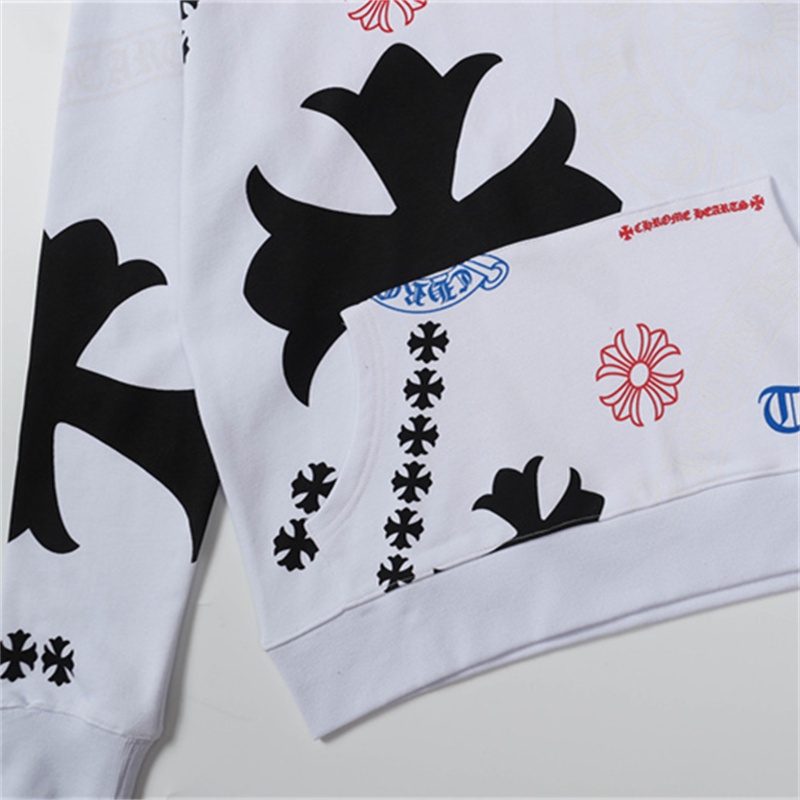 Áo Hoodie Thể Thao Bằng cotton Tay Dài In Chữ Thập Màu chrome hearts Phong Cách unisex plus size m-xxl