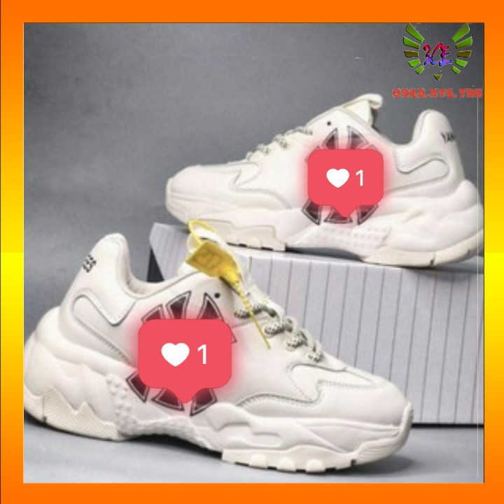 Giày sneaker đế cao be sữa  chữ  đen [hỗ trợ đổi trả] cho nam nữ