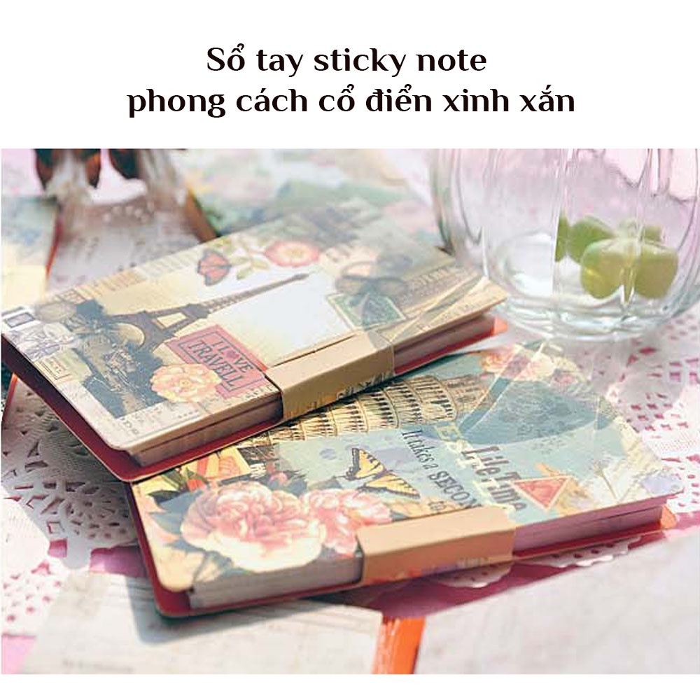 Sổ tay sticky note phong cách cổ điển kích thước 10*6*0.7cm (giao mẫu ngẫu nhiên)