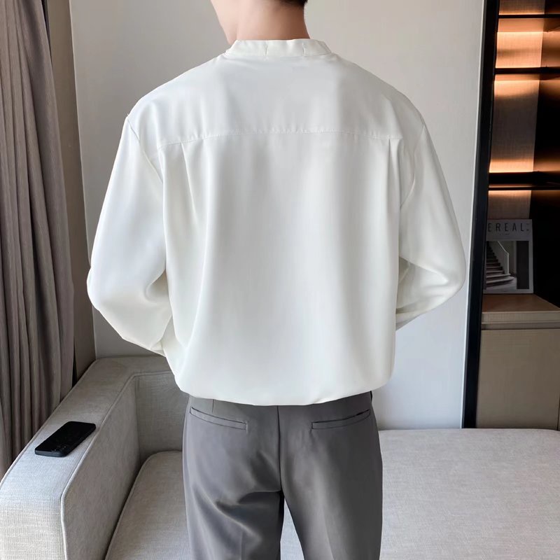 Áo Sơ Mi Nam Dài Tay Màu Trơn Nhẹ Nhàng Phong Cách Hàn Quốc
