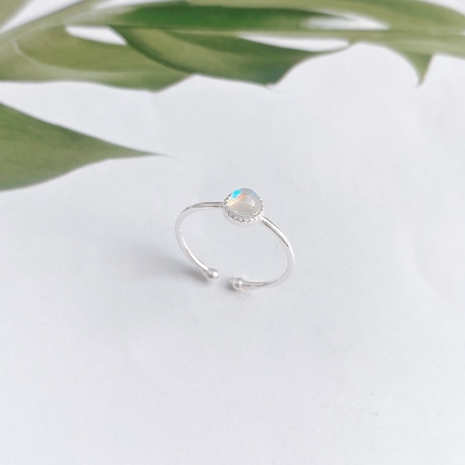 Nhẫn Tay Bạc Blue Peach Đá Ngũ Sắc NT418