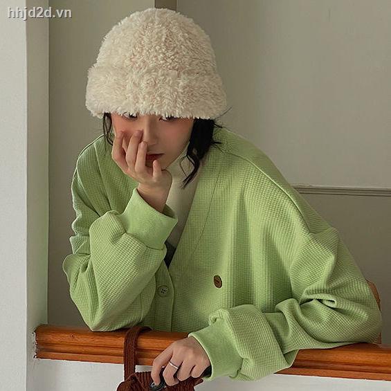 Áo khoác cardigan cổ V dáng rộng tay dài cài nút/ Áo lót trong phong cách xuân thu cho nữ