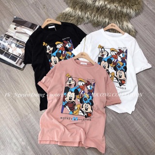 ÁO PHÔNG CỘC TAY NỮ IN HÌNH VỊT MICKEY DONALD 1928