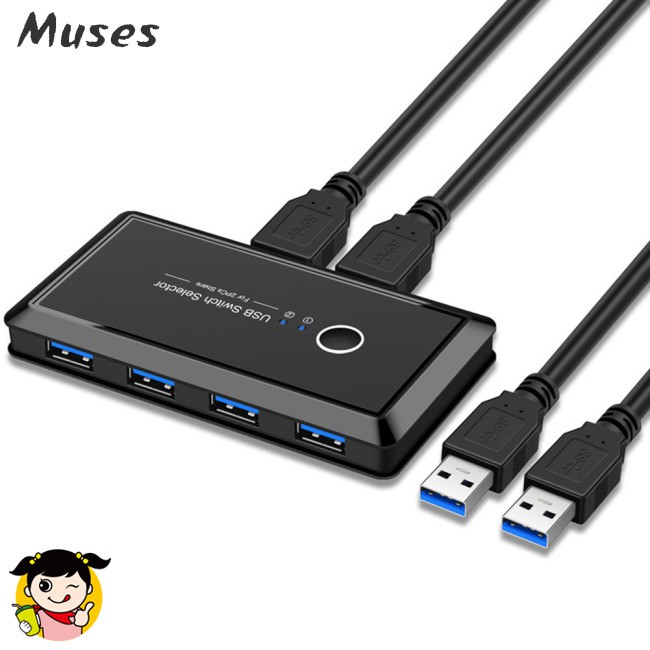 Usb Kvm Usb 3.0 2 Cổng Chia 4 Thiết Bị Cho Máy In, Bàn Phím