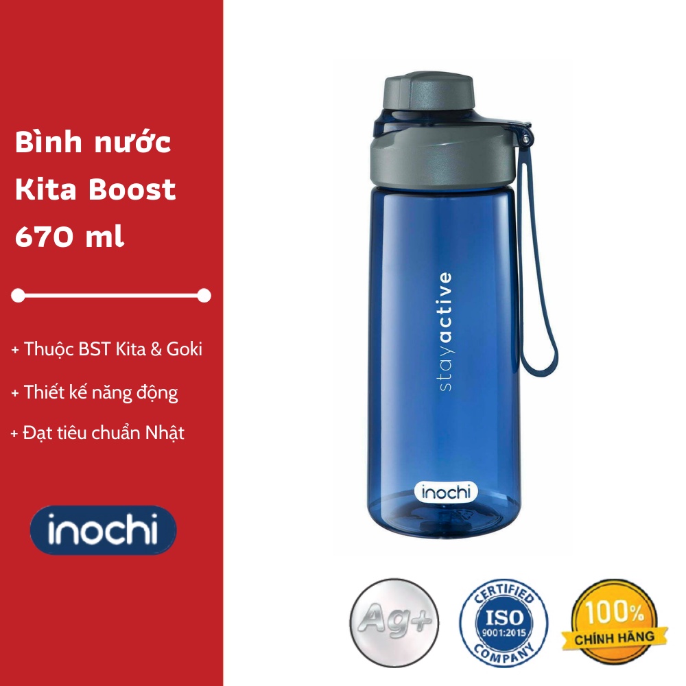 Bình nước cao cấp Kita Boost 670ml - Chất liệu an toàn sức khoẻ, Thiết kế gọn gàng, Tiêu chuẩn Nhật Bản