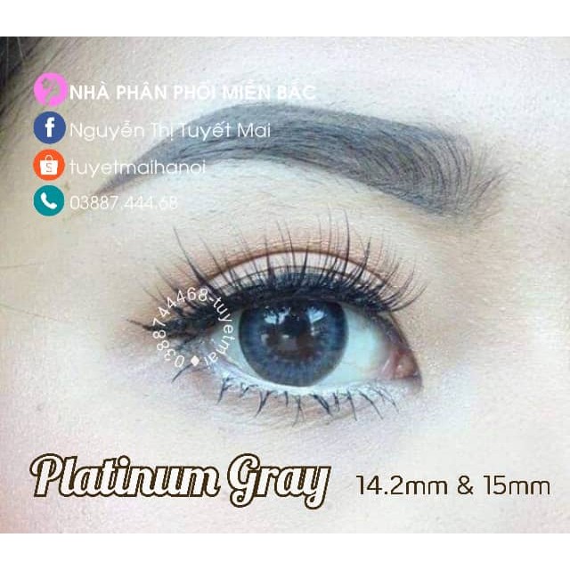 Kính Áp Tròng Màu Xám Đen Siêu Êm Siêu Mềm Platinum Gray 14.2mm 0 Độ - Lens Hàn Quốc Chính Hãng Vassen Sexy Me