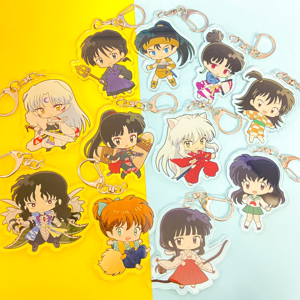 ( Mica trong acrylic ) Móc khóa INUYASHA KHUYỂN DẠ XOA VER TRANG PHỤC quà tặng xinh xắn dễ thương in hình anime chibi