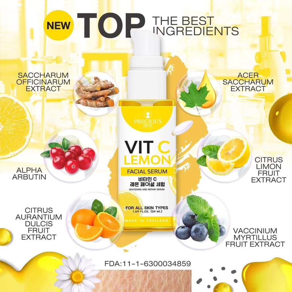 01 Serum Dưỡng Trắng Da Thâm Nám VIT C LEMON FACIAL PRECIOUS SKIN THAILAND 50ml