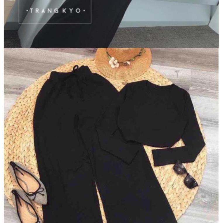 [Mã FAMAYWA2 giảm 10K đơn 50K] Sét Đồ Bộ Thể Thao Áo Croptop Tay Dài & Quần Ống Rộng | BigBuy360 - bigbuy360.vn