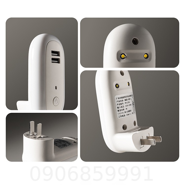 Đèn ngủ Oval cắm điện 2 cổng usb - Có remote