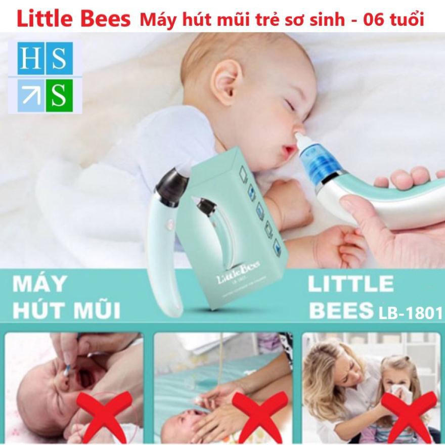 Máy hút mũi trẻ em điện tử LITTLE BEES - Hút mũi trẻ sơ sinh tự động với đầu silicon siêu mềm, êm ái, an toàn (CTV)