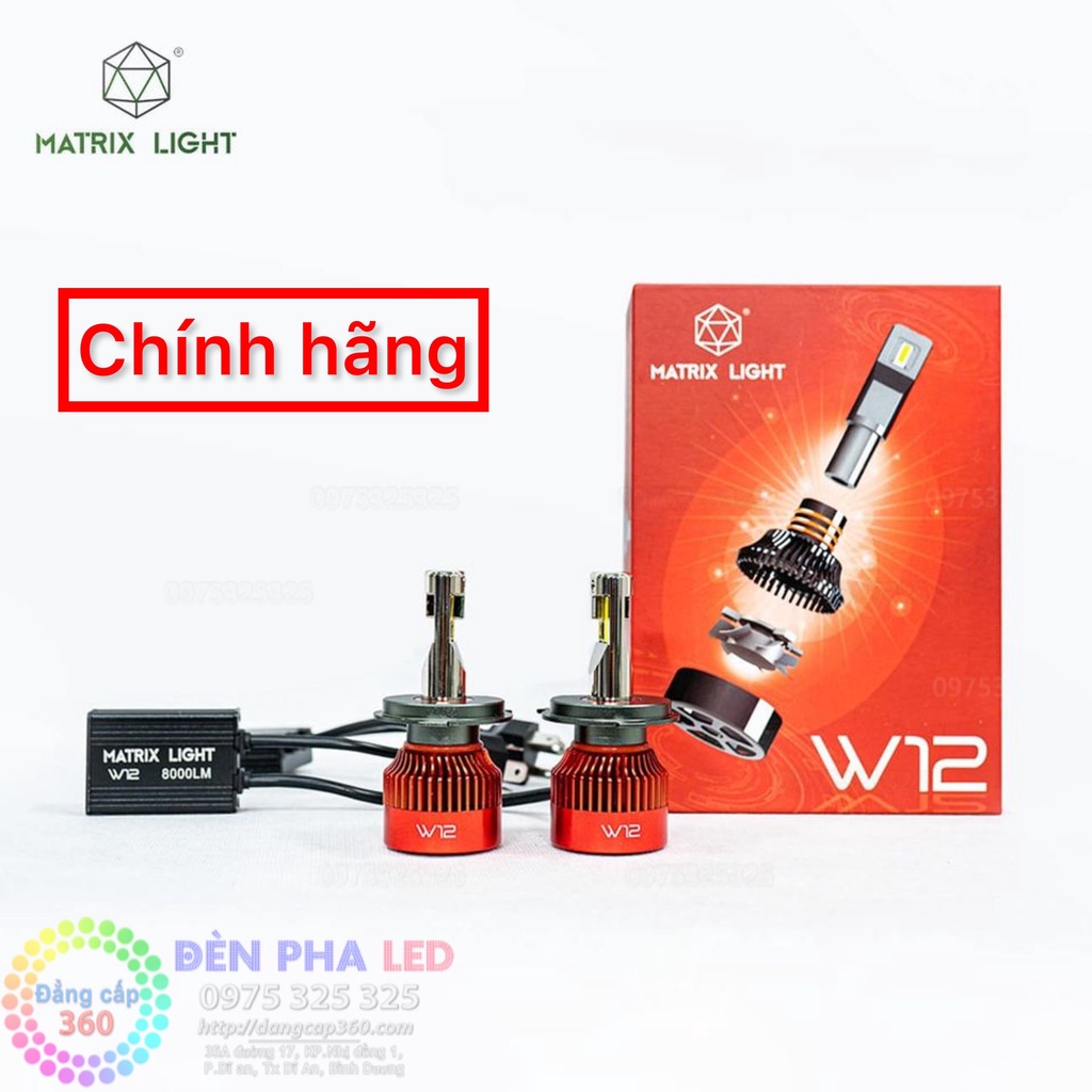 [Mẫu mới 2022] Đèn LED MATRIX LIGHT W12 chân H4 siêu sáng - đèn pha led matrixlight mới của auto365 gtr x-light titan