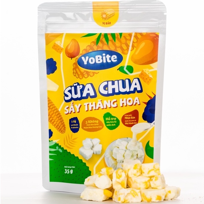 Sữa Chua Khô - Sữa Chua Sấy Thăng Hoa Yobite- Vị Bắp 35gr- Làm từ sữa hạt- không chứa lactose đạm sữa bò - Ăn dặm cho bé