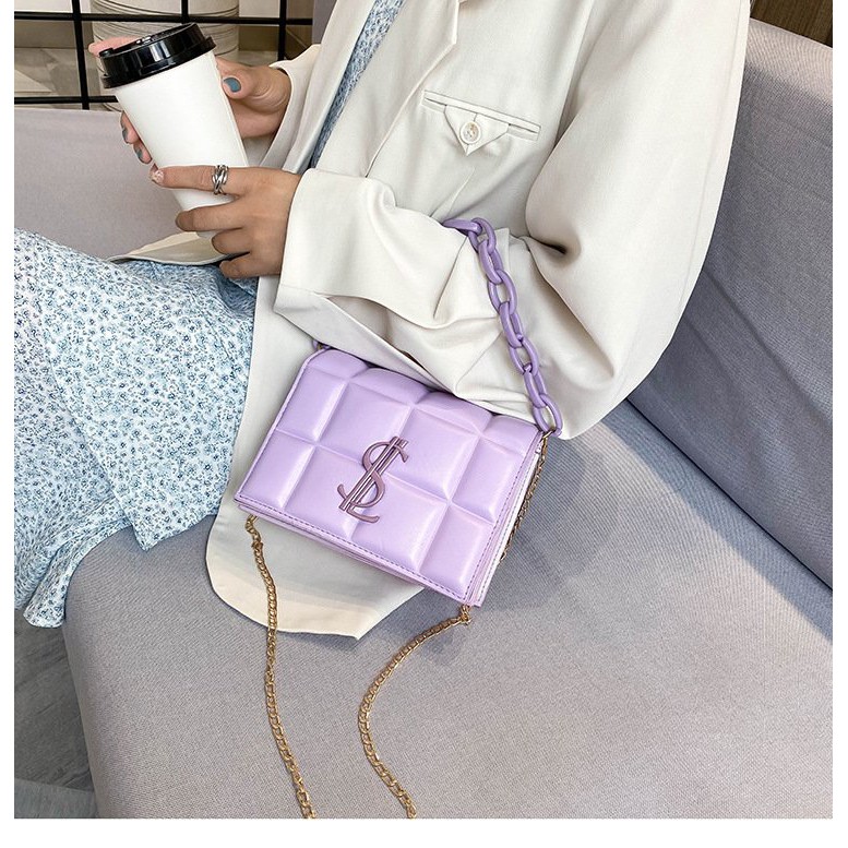 Túi nữ đeo chéo họa tiết ô vuông nhỏ khóa móc cài PN500 giao màu ngẫu nhiên