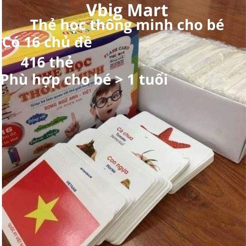 Bộ thẻ học thông minh cho bé mầm non theo tiêu chuẩn bộ giáo dục 16 chủ đề 416 thẻ cho bé