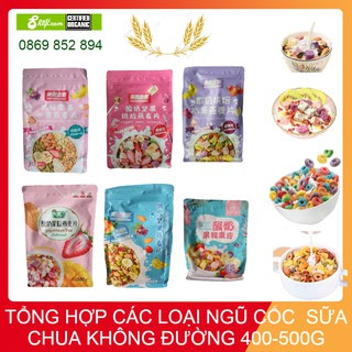 Ngũ cốc sữa chua không đường YOGURT FRUIT OATMEAL gói 500g - Đài Loan túi zip tiện lợi