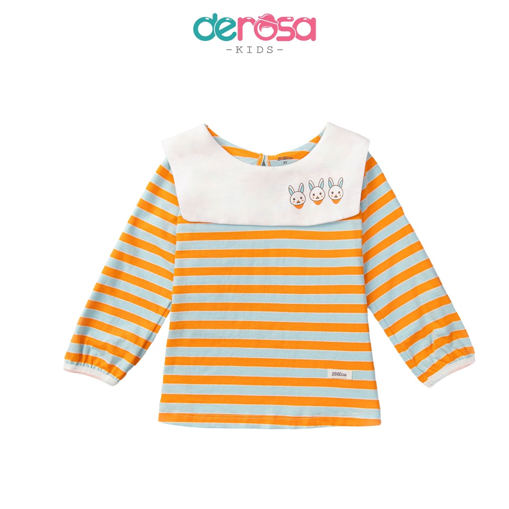 Áo thủy thủ dài tay cho bé gái chất liệu cotton DEROSA KIDS 2-6 tuổi AWKDZ628A