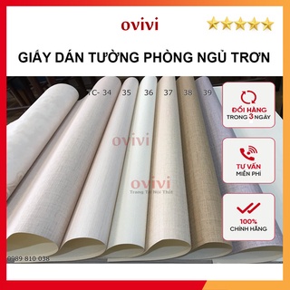 Giấy dán tường phòng ngủ trơn đẹp giá rẻ cuộn 10m 53cm không keo dày nhám