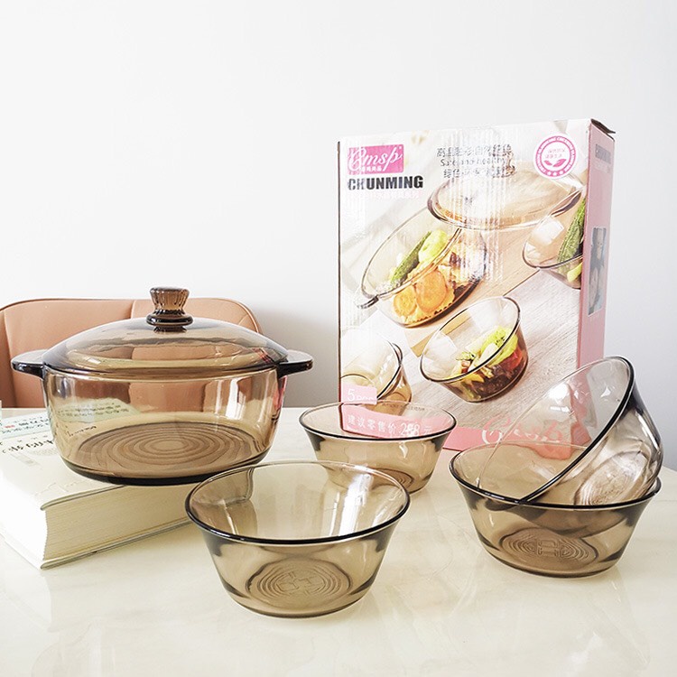Set 5 bát thủy tinh Chunming - bộ đồ bàn ăn cao cấp, đẹp mắt, tiện dụng