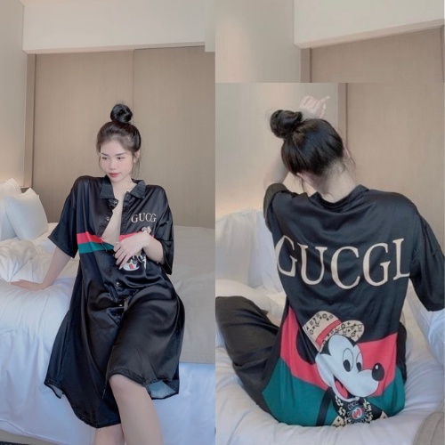 Váy Ngủ Dáng Sơ mi Cực Xinh, Đầm Nữ Lụa Latin Thiết Kế In 3d Sắc Nét Free Size Dưới 75 Kg