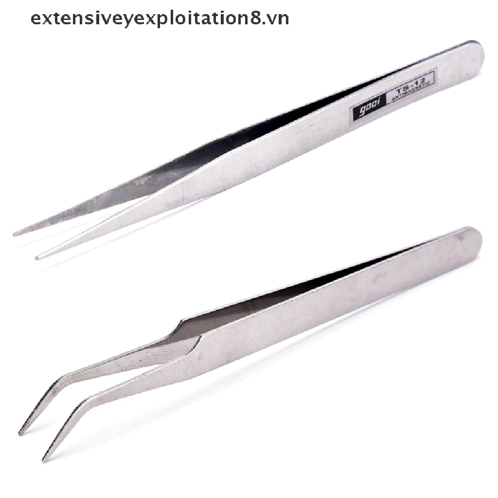 Set 2 Nhíp Inox Gắp Đá Quý / Lông Mi / Trang Trí Móng Nghệ Thuật