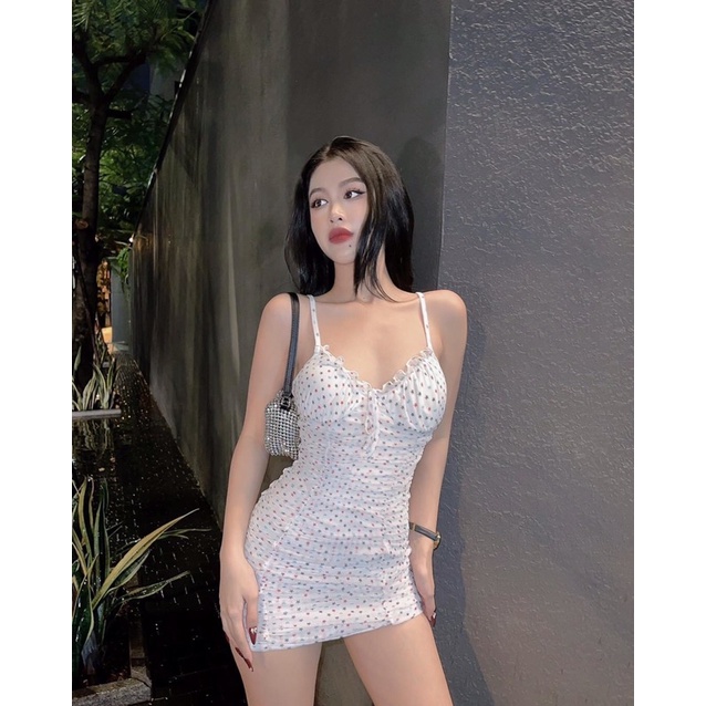 Đầm body 2 dây nhún kèm áo khoác ngoài tôn dáng sang chảnh Yn