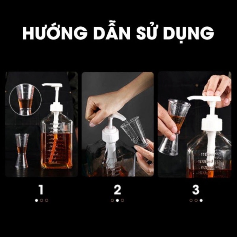 Bình bơm siro thủy tinh có vòi định lượng 10ml đựng dung dịch, siro, sữa