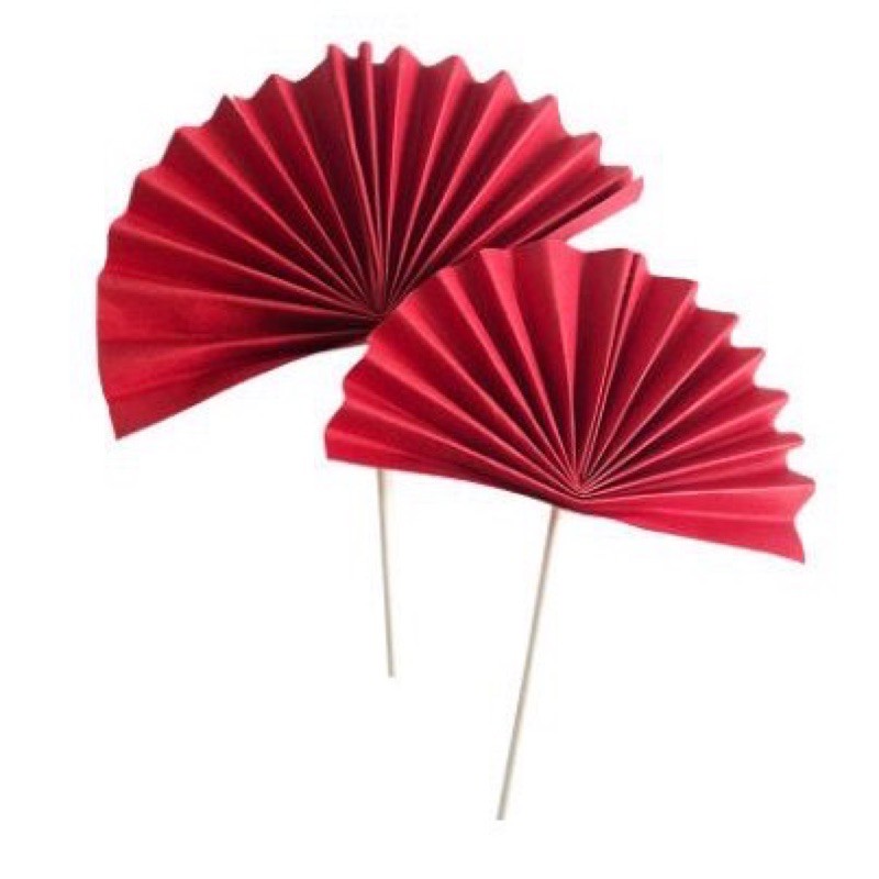 Combo 10 Quạt Đỏ Trang Trí Bánh Kem