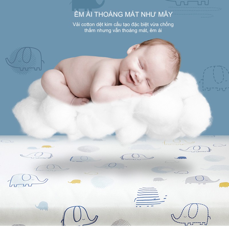 Ga bọc chống thấm bọc đệm cũi cho bé bằng vải cotton dệt kim thoáng mát - ảnh sản phẩm 6