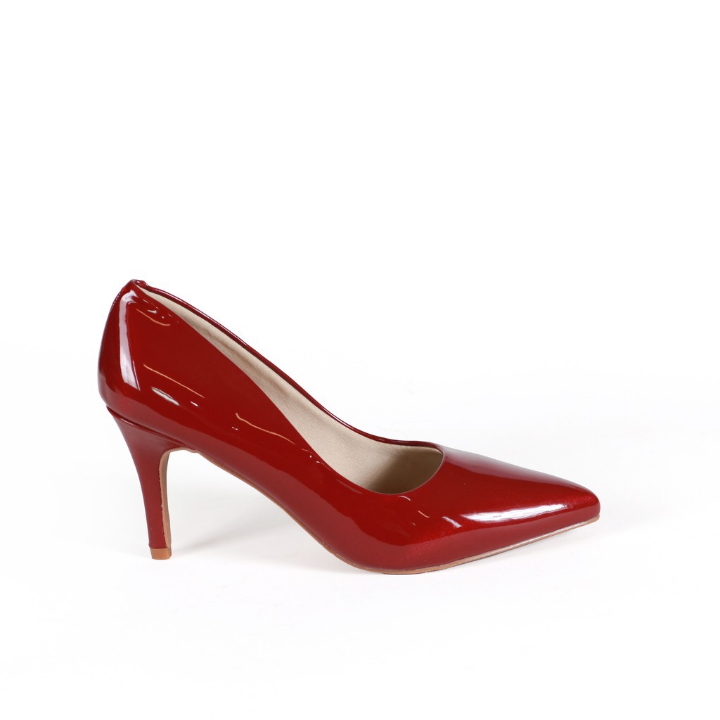 Giày cao gót 7cm (7P) mũi nhọn thời trang xuất khẩu quý phái 4 màu đen kem xám đỏ-V017097