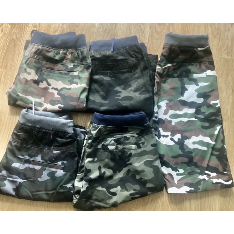 Quần short kaki lưng thun camo lính HT030
