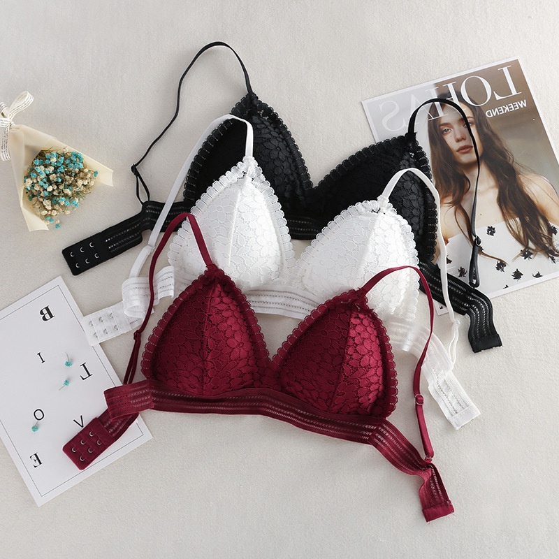 Áo Bra Ren Mút Mỏng cotton - Áo lót nữ không gọng mút mỏng Mặt ngoài áo phủ lớp hoa nhí cực yêu B7313