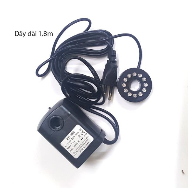 Máy bơm chìm 15W có đầu phun hình nấm kèm đèn led