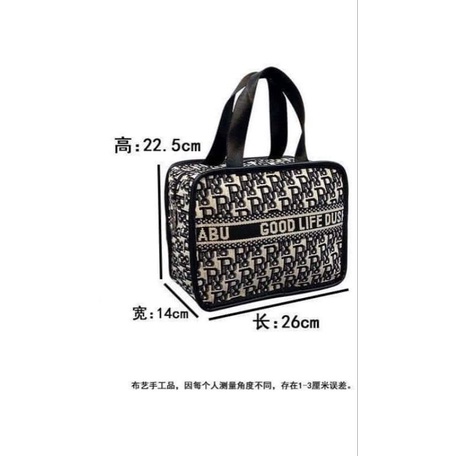 Túi đựng đồ 2 quai DOIRO khoá kéo đen trắng sang trọng , tiện lợi